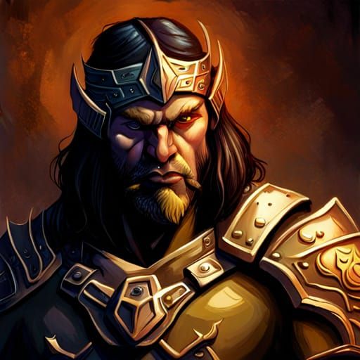 Fantasy Half-Orc Barbarian Portrait in Comic Book Style