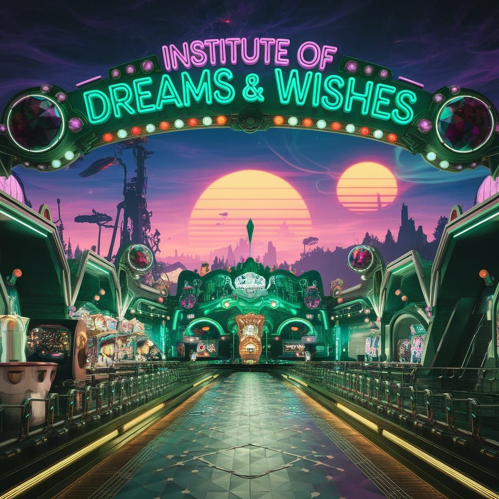 Psychedelic Alien Amusement Park in Futuristic Style