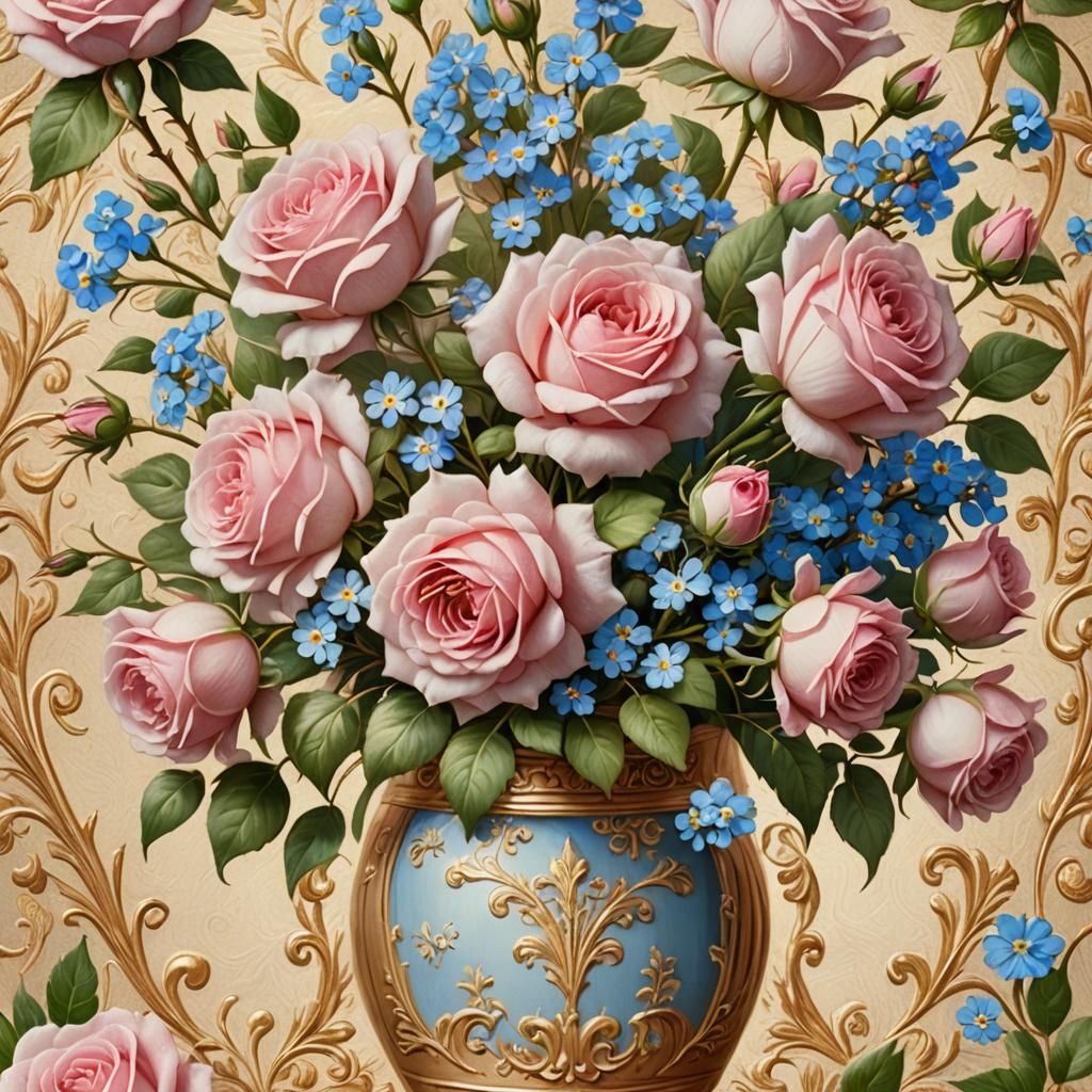 Victorian Embossed Bouquet of Roses, Postcard Art