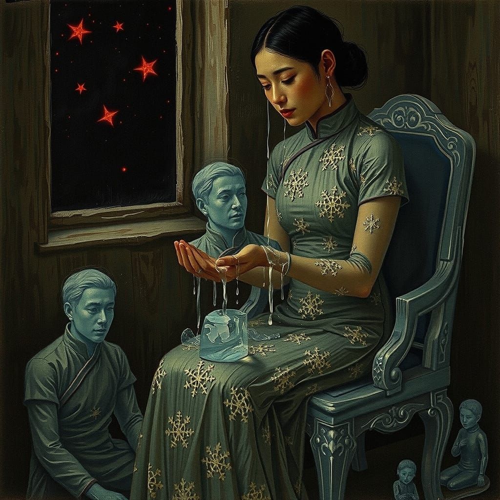 Pre-Raphaelite Chinese Woman Cries Ice Tears