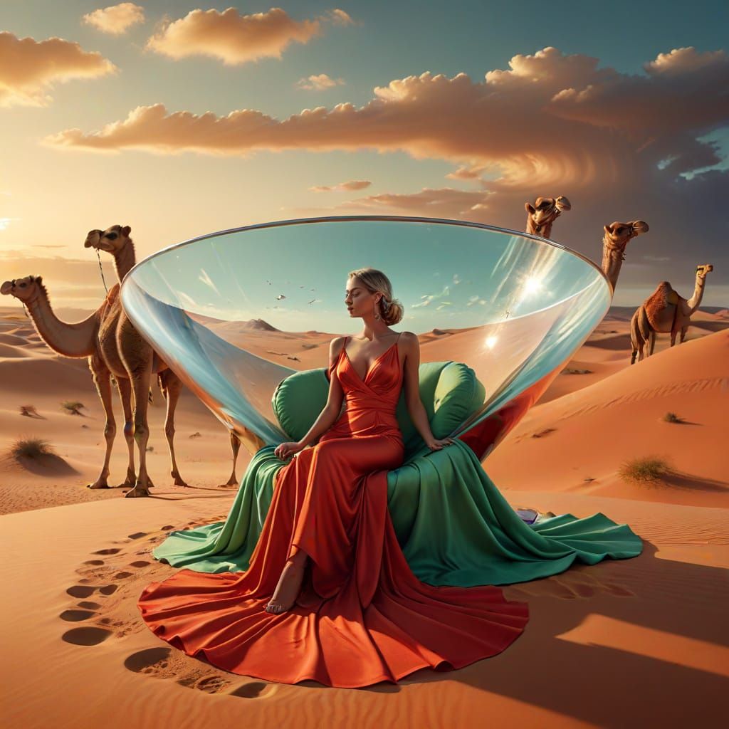 Glamorous Woman in Martini Glass Oasis