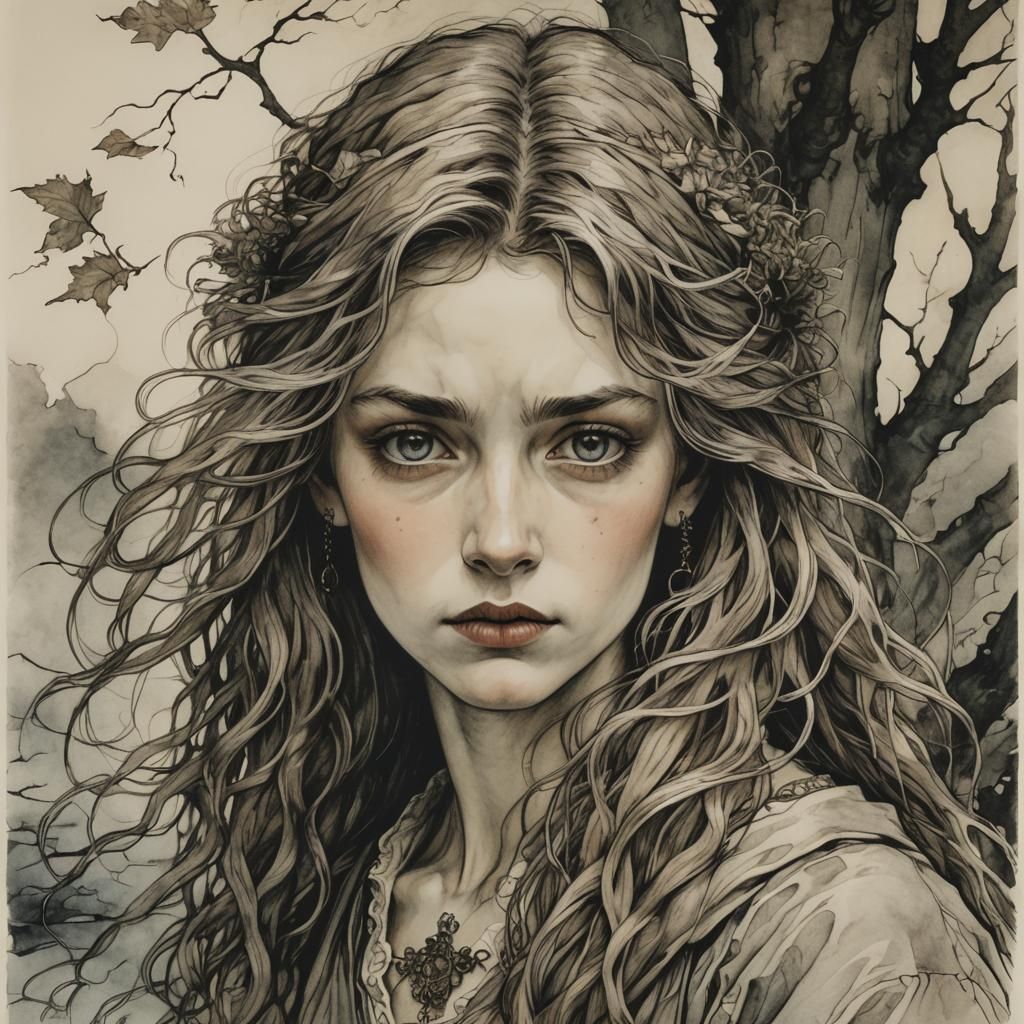 Fairytale Portrait in Arthur Rackham Style
