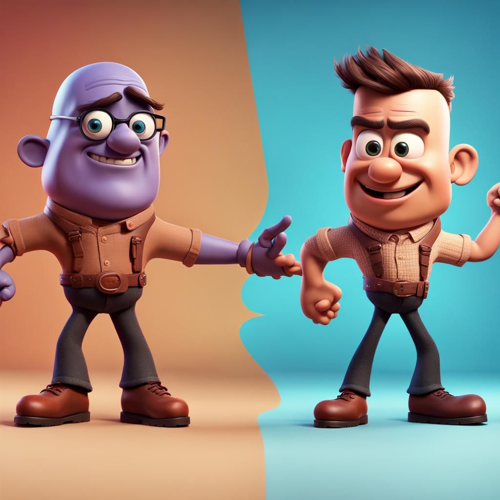 Fake Man vs Real Man: Pixar-Style 3D Art