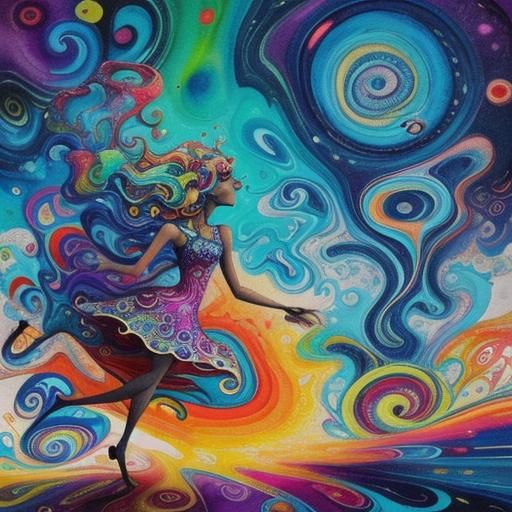 Psychedelic Blotter Paper Art with Cartoon Characters