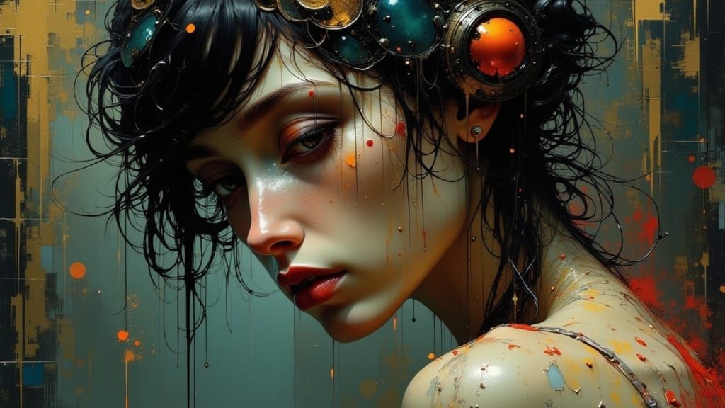 Figure's Profound Exhaustion In Art Nouveau Style