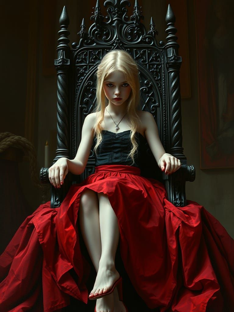 Breathtaking Fatale in Sinister Castle Throne, Inspired by H...