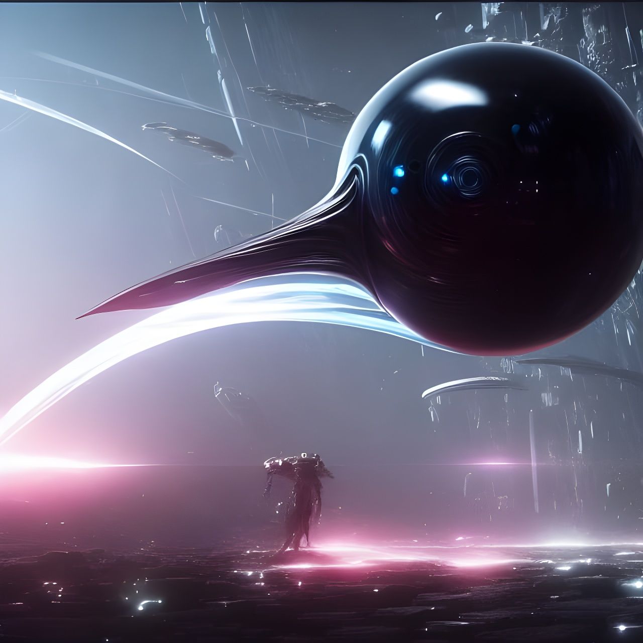 Black Sphere Energy in Digital Art Style