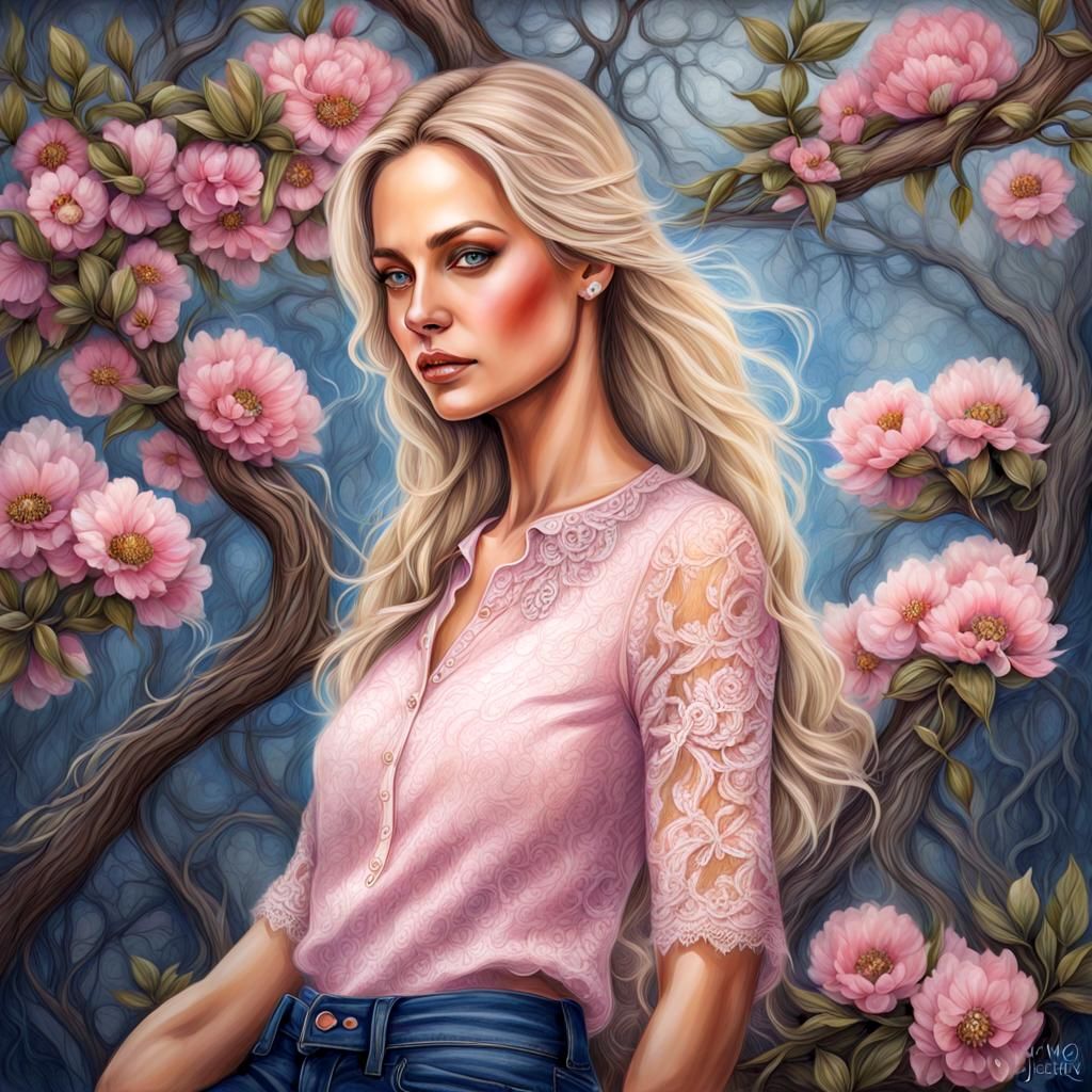 Young Beautiful Woman in Spring Time