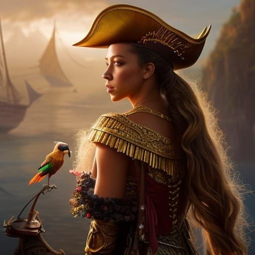 Pirate Portrait Pencil Sketch in Hyperdetailed Style