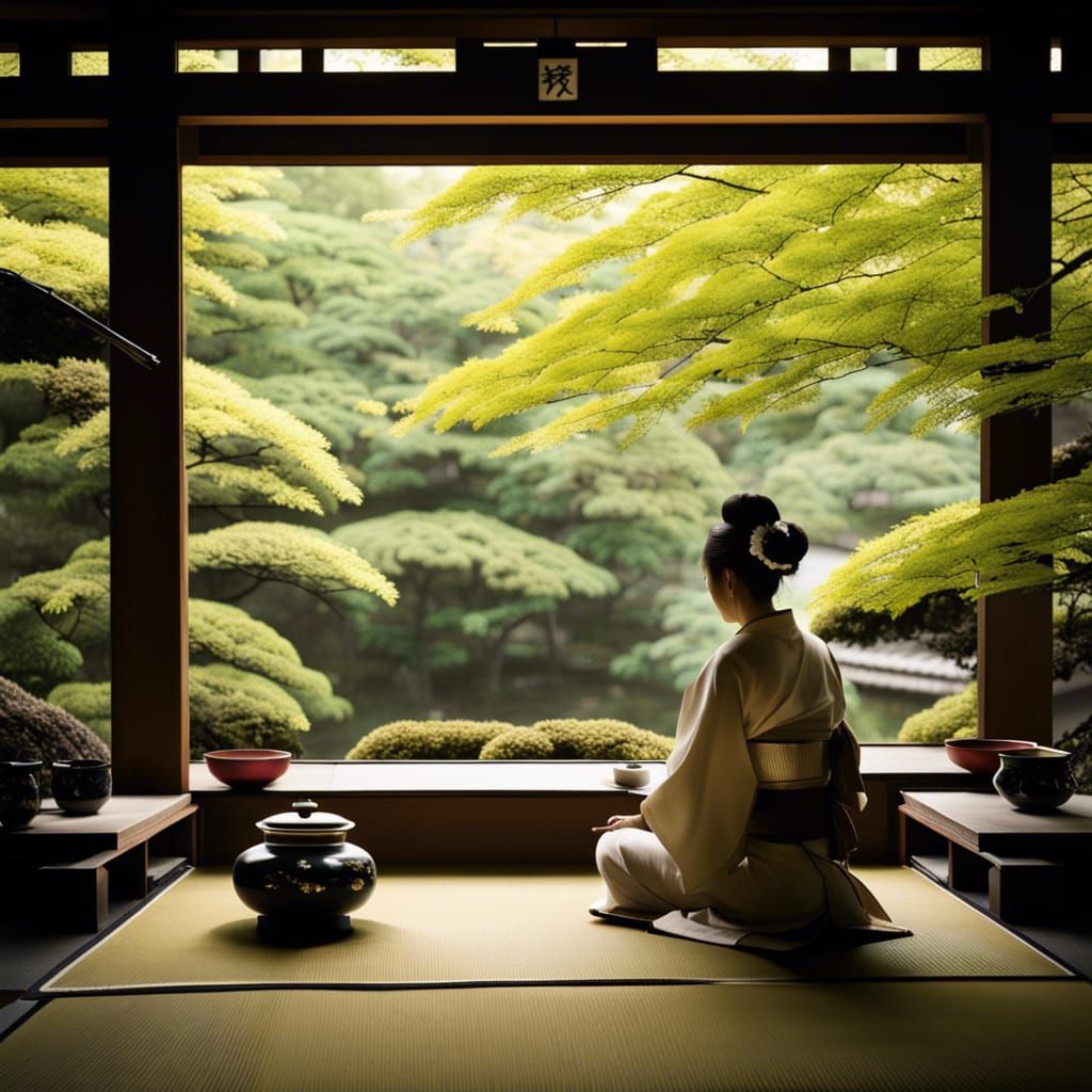 Elegant Japanese Tea Ceremony in Garden