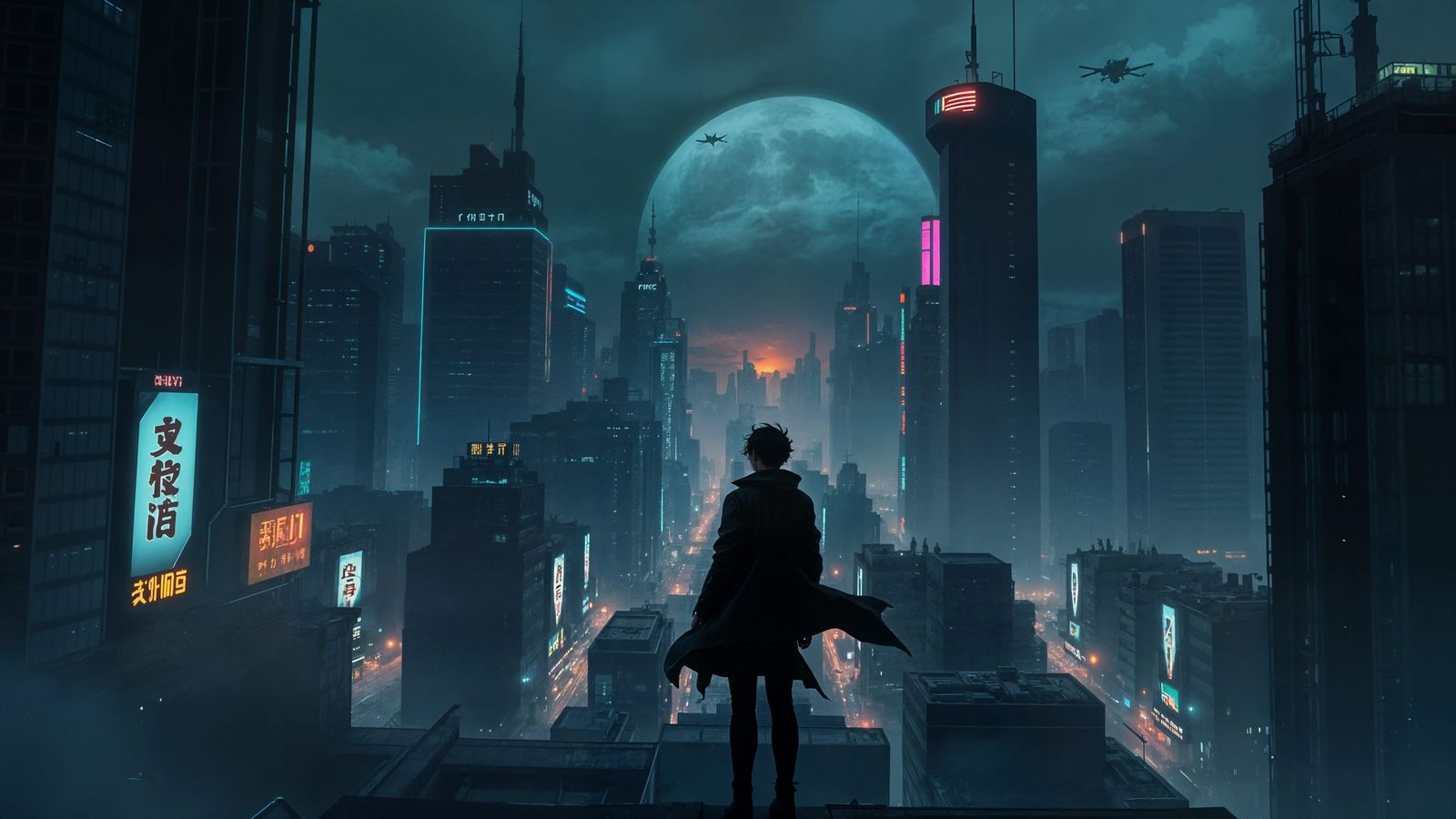 Dystopian Cyberpunk Cityscape at Twilight