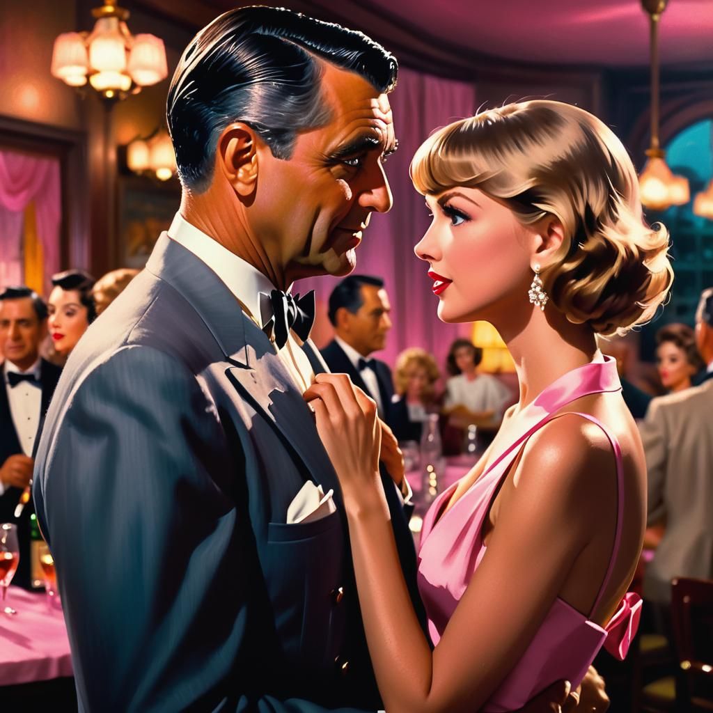 Cary Grant and Taylor Swift in Film Noir Style