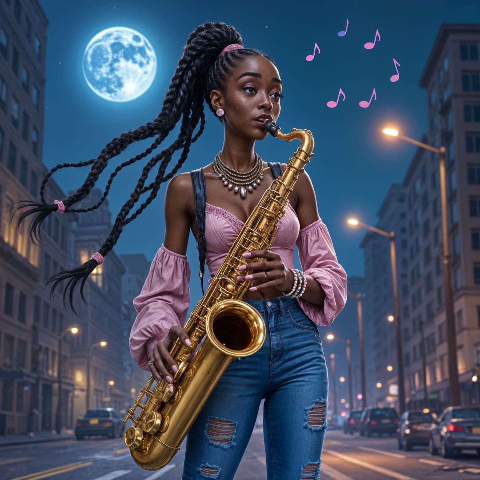 Jazz Musician with Saxophone in a Fantastical Style
