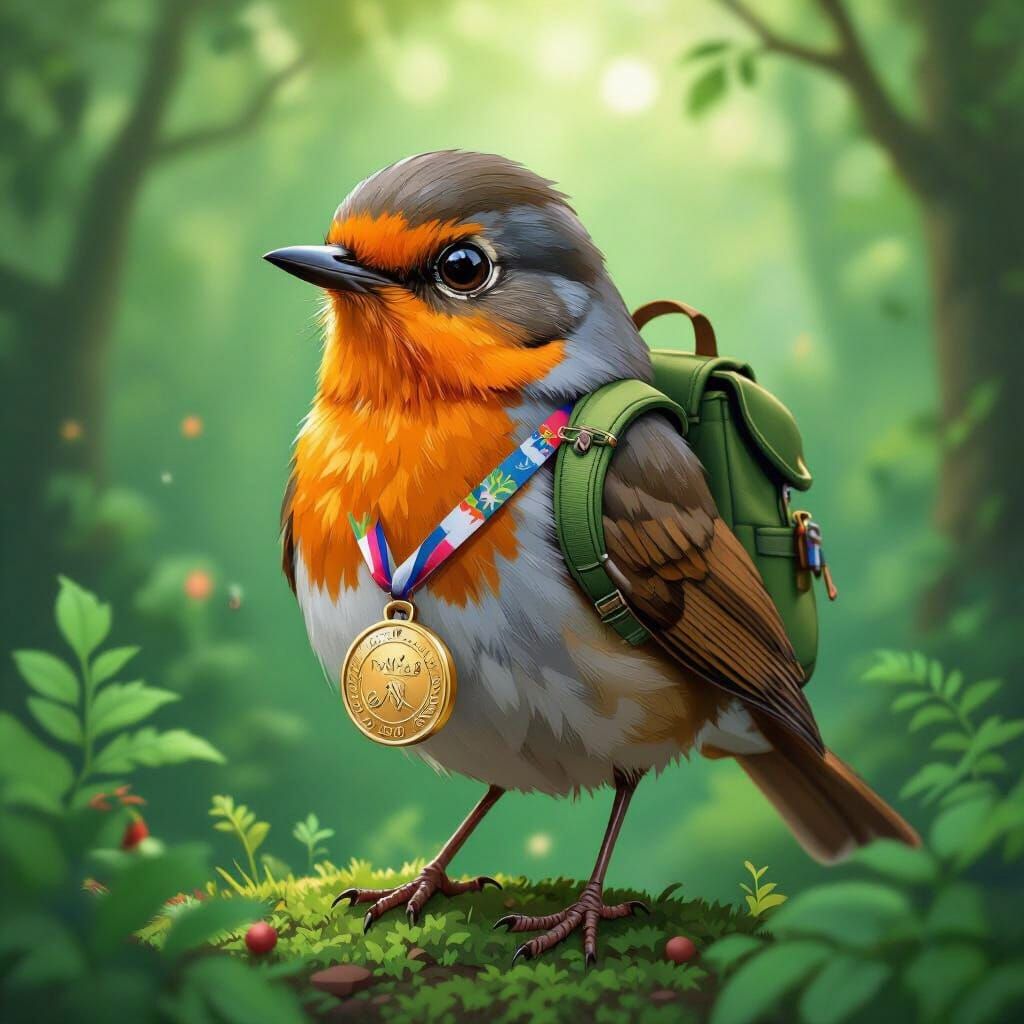 Robin's Victory: A Charlie Harper-esque Illustration