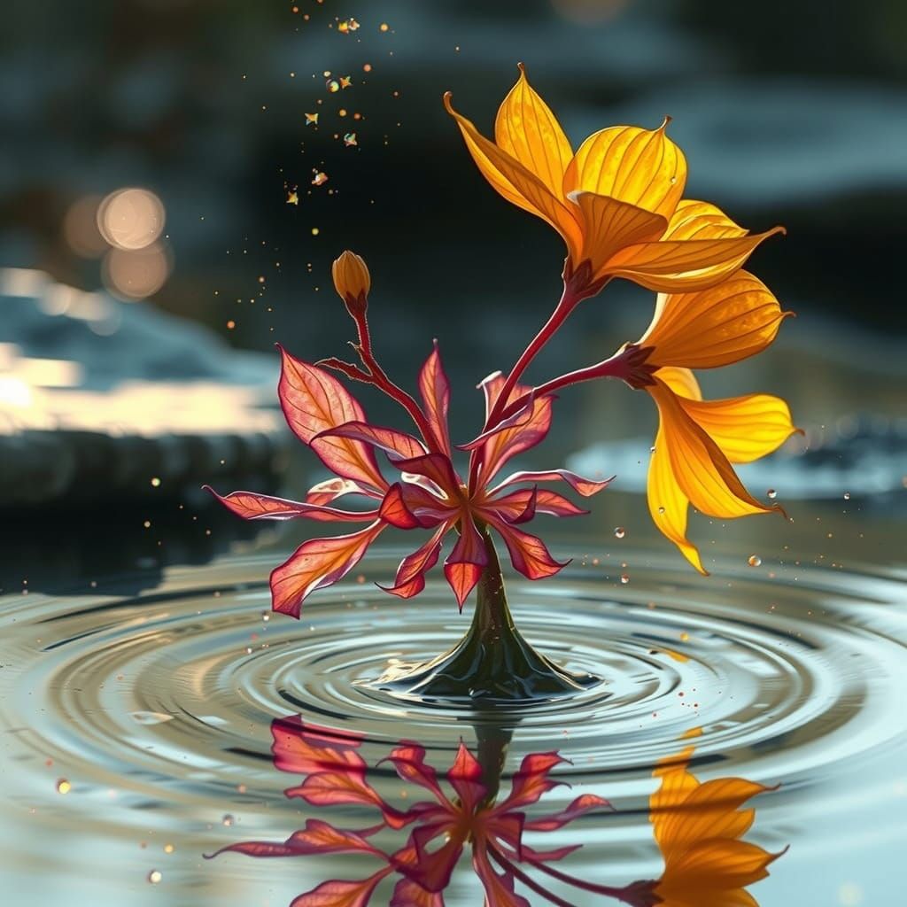 Hyperrealistic Plant Defies Gravity in Iridescent Bloom