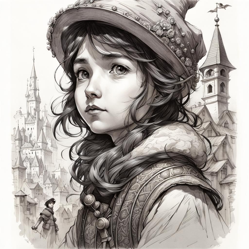 Pied Piper Portrait in Pencil and Ink Style