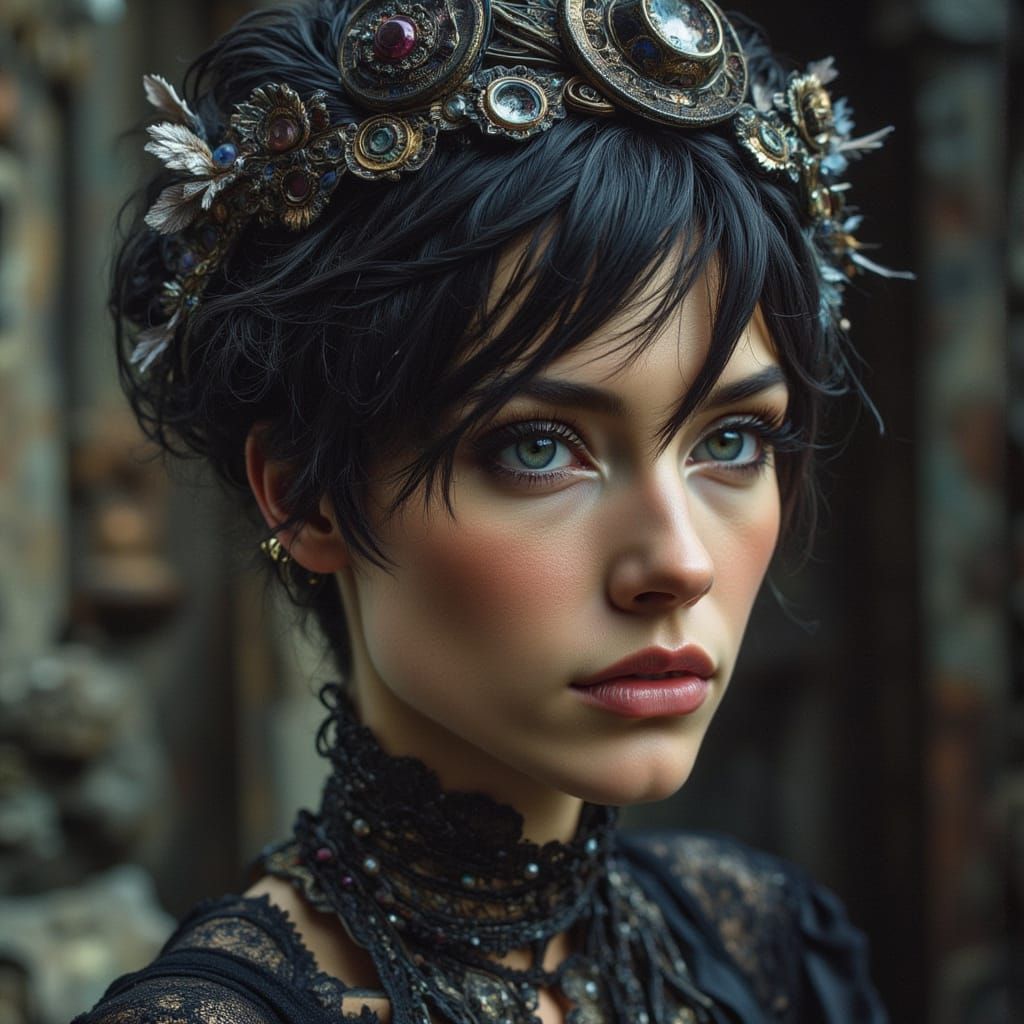 Emotional Woman in Train with Vivid Colors