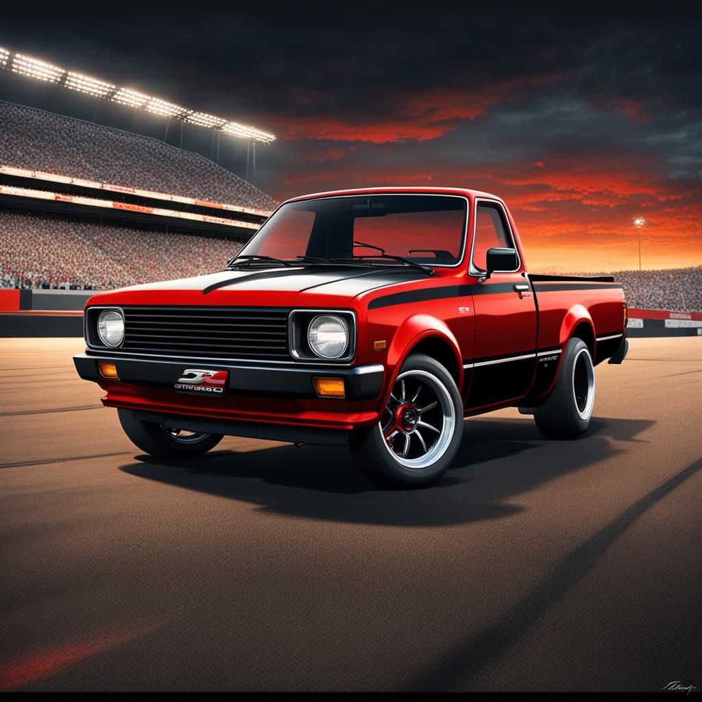 Red and Black Datsun S-10 at Texas Speedway