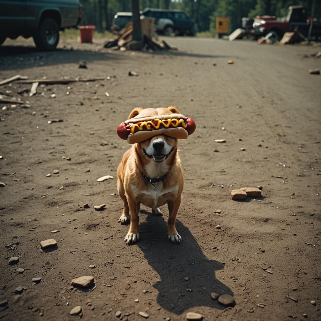 Cinematic Hot Dog Film Still in 35mm