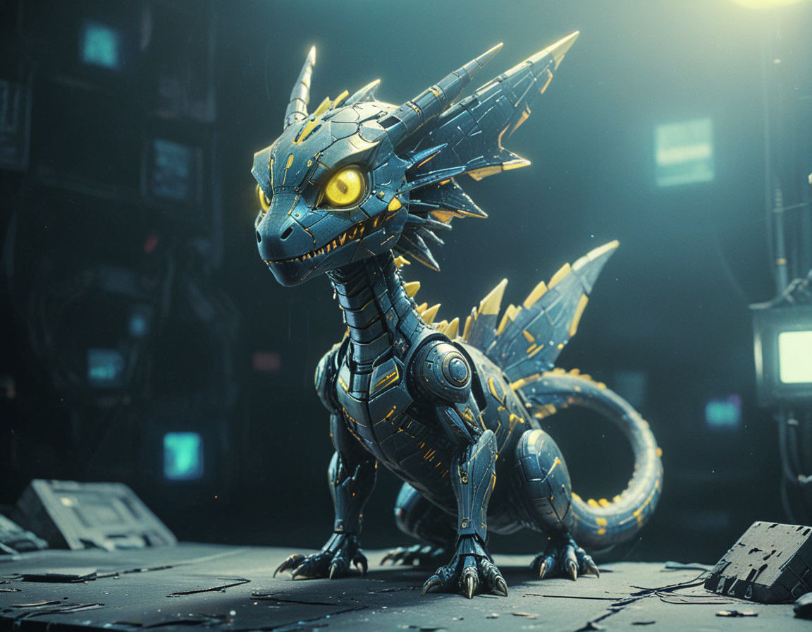 Cyberpunk Reptilian Pokemon Basks in Neon Shadows