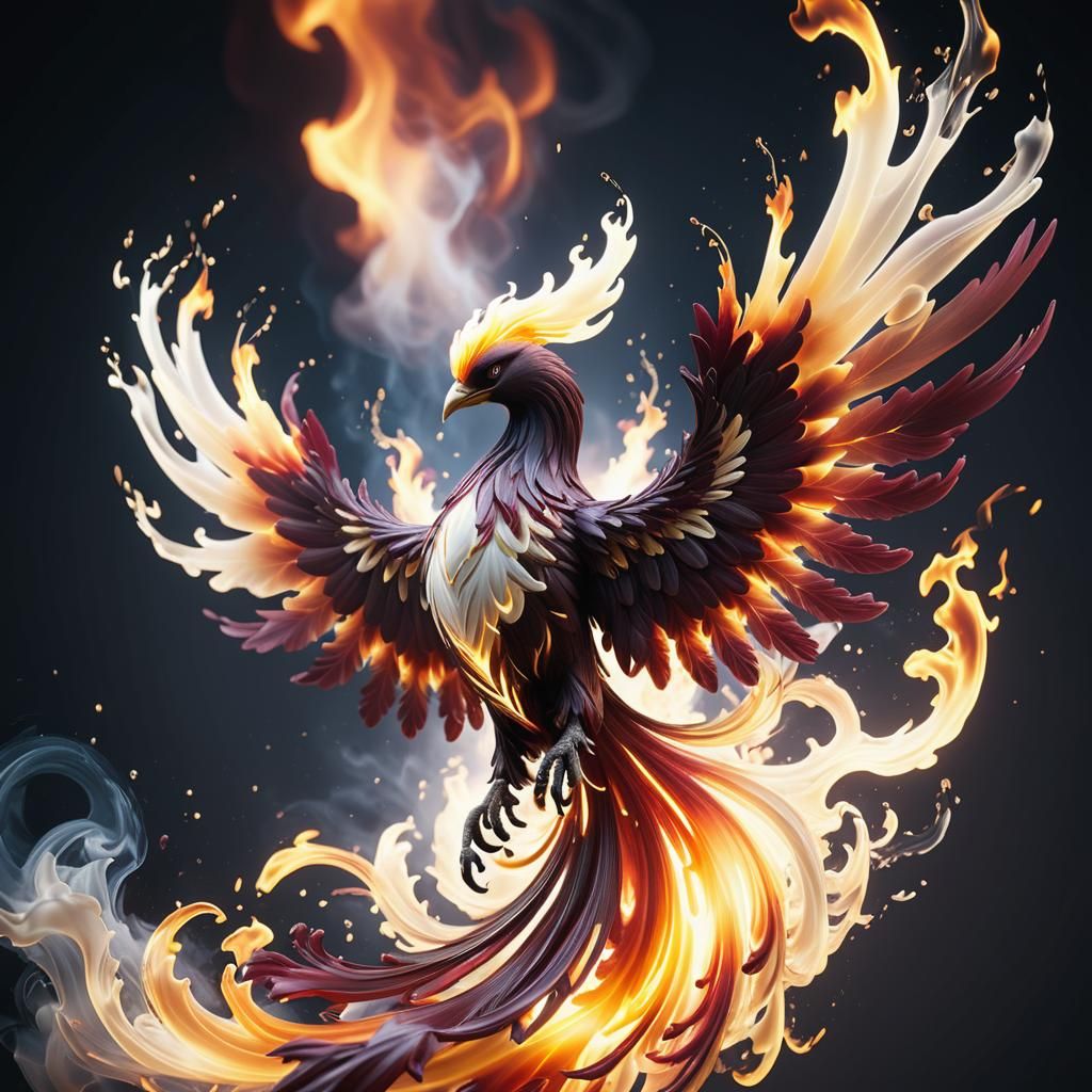 Ethereal Flame Phoenix in 3D Rendering