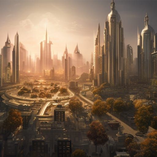 Hyperrealistic City Center with Luxury Features