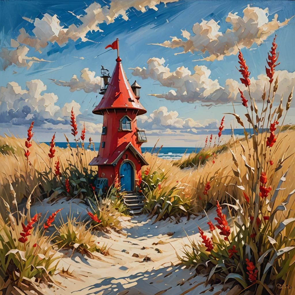 Oil painting. Close-up. Focal-point views of an industrial g...