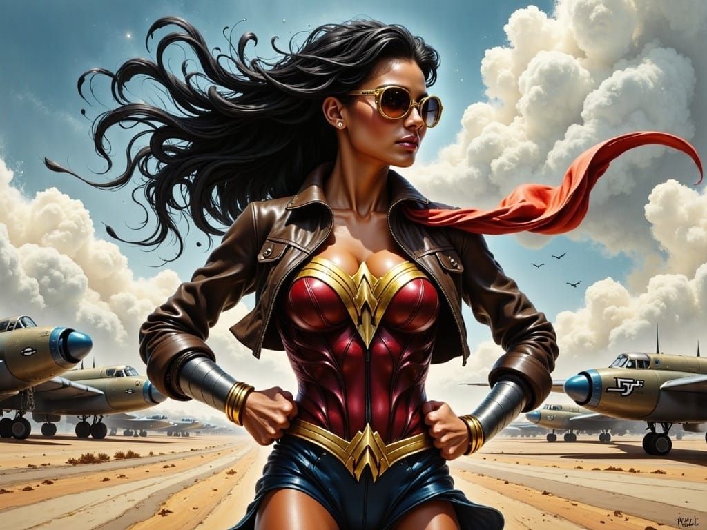 Wonder Woman as WWII US Army Air Force Pilot