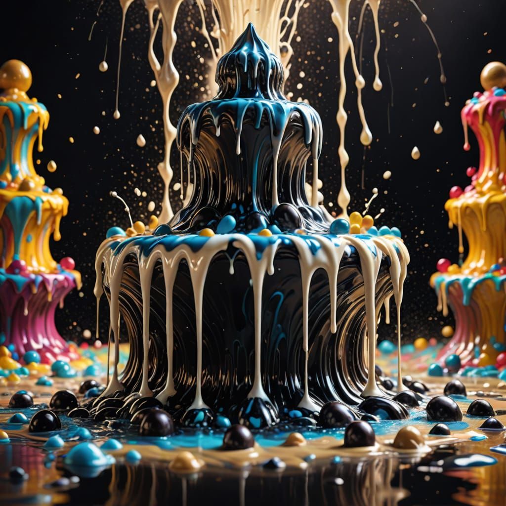 Chocolate Fountain in Hyperrealistic Splash Art Style
