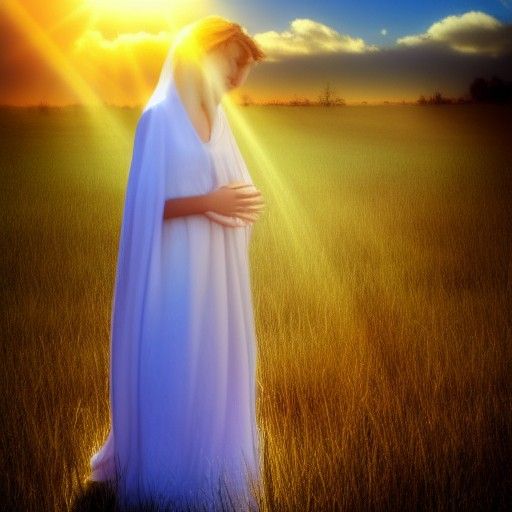 Divine Maiden Prayer in Heavenly Sunshine