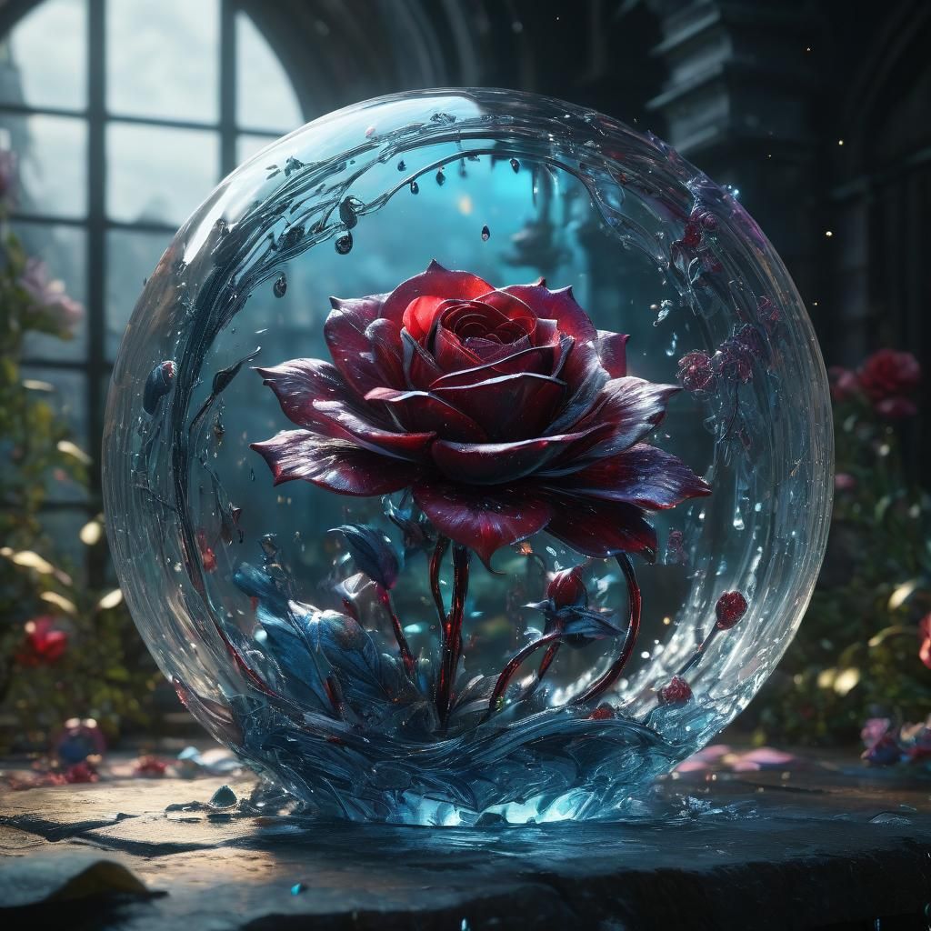 Glass Rose Matte Painting in Unreal Engine Style
