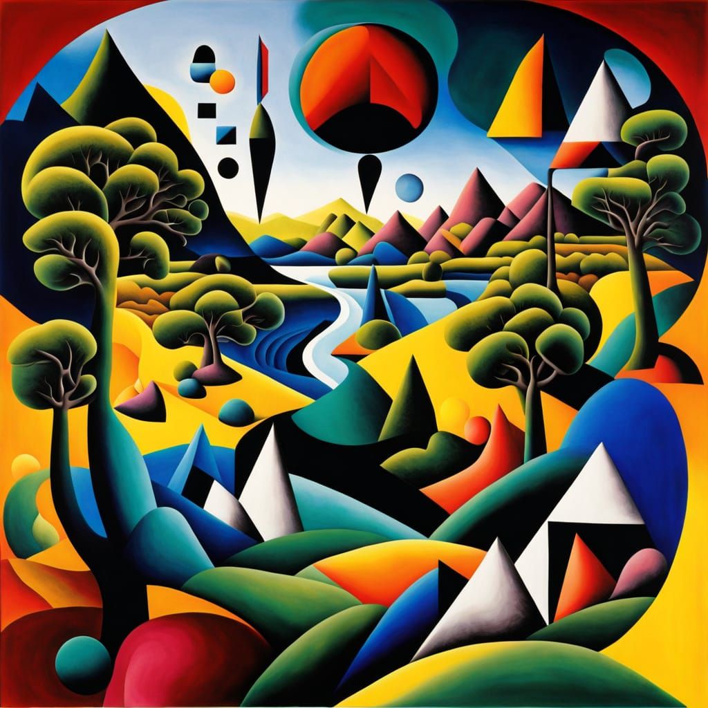 Surreal Landscape of Melting Geometric Patterns and Abstract...