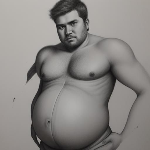 Hyperdetailed Charcoal Drawing: Stubble Man with Pregnant Be...