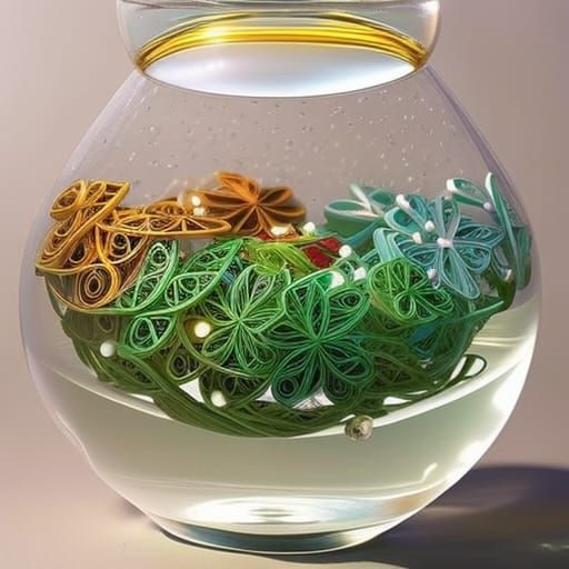 Quilled Beads in Glass Bowl: Anime Key Visual