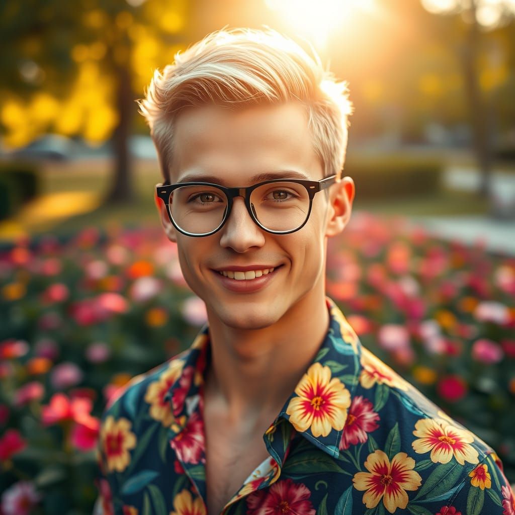 Chiseled Young Man in Vibrant Attire
