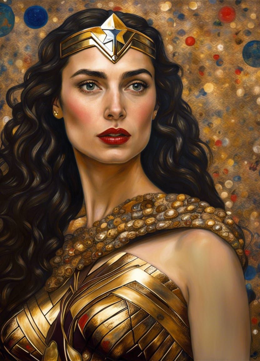 Wonder Woman in Gustav Klimt Art Nouveau Style