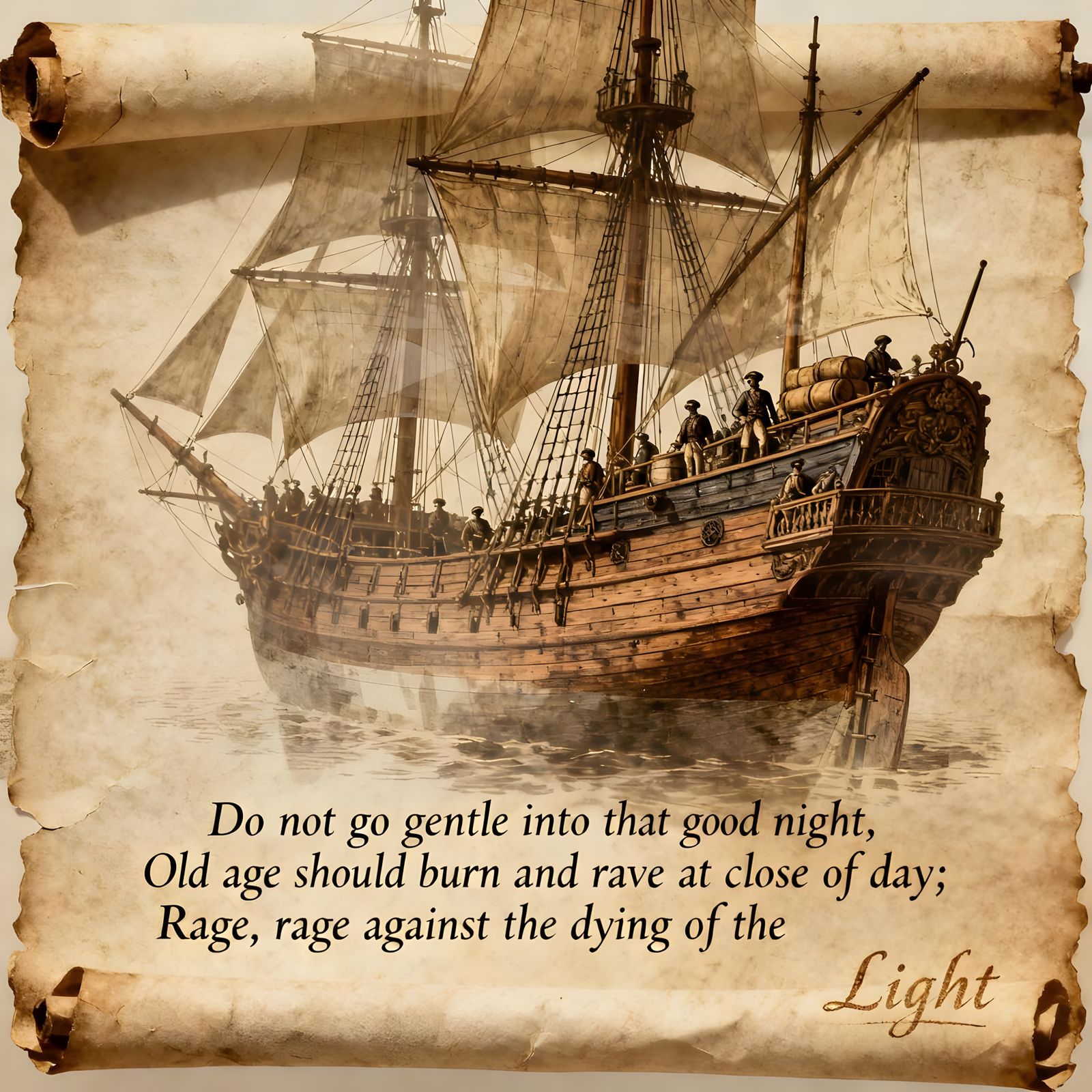 Colonial Ship Double Exposure: Antique Scroll's "Rage Agains...