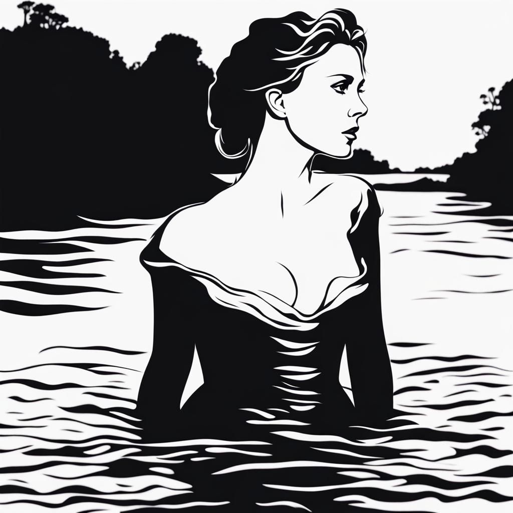 Ophelia Silhouette in River