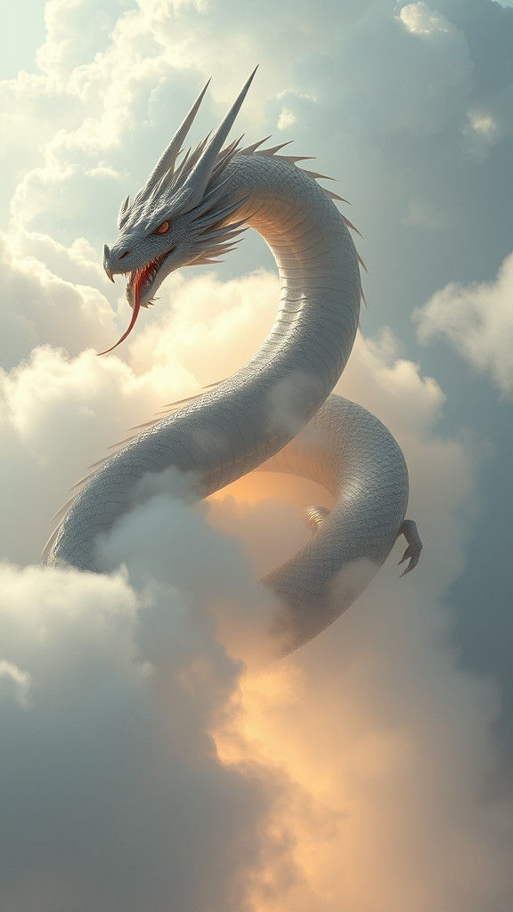 Ethereal Cloud Snake Dragon in Dreamlike Fantasy