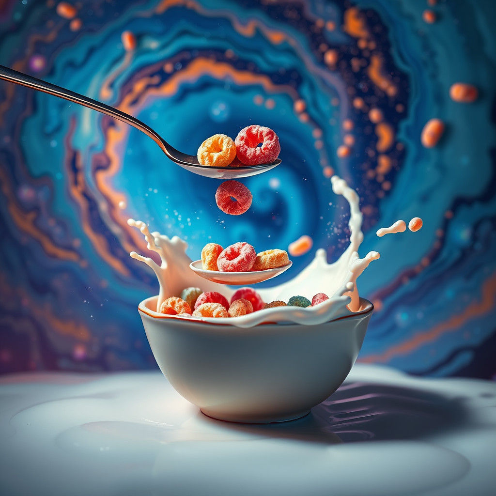 Cosmic Cereal Splash in Dreamlike Concept Art
