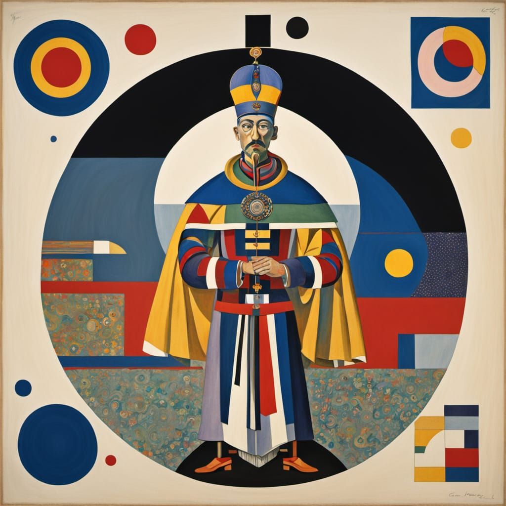 Kandinsky-Inspired Emperor Portrait in Vibrant Colors