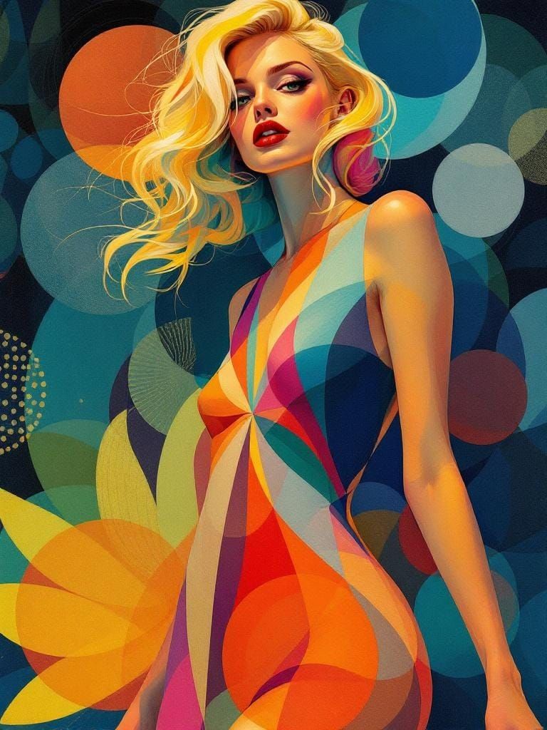 Jazz Age Pin-Up in Rhythmic Color