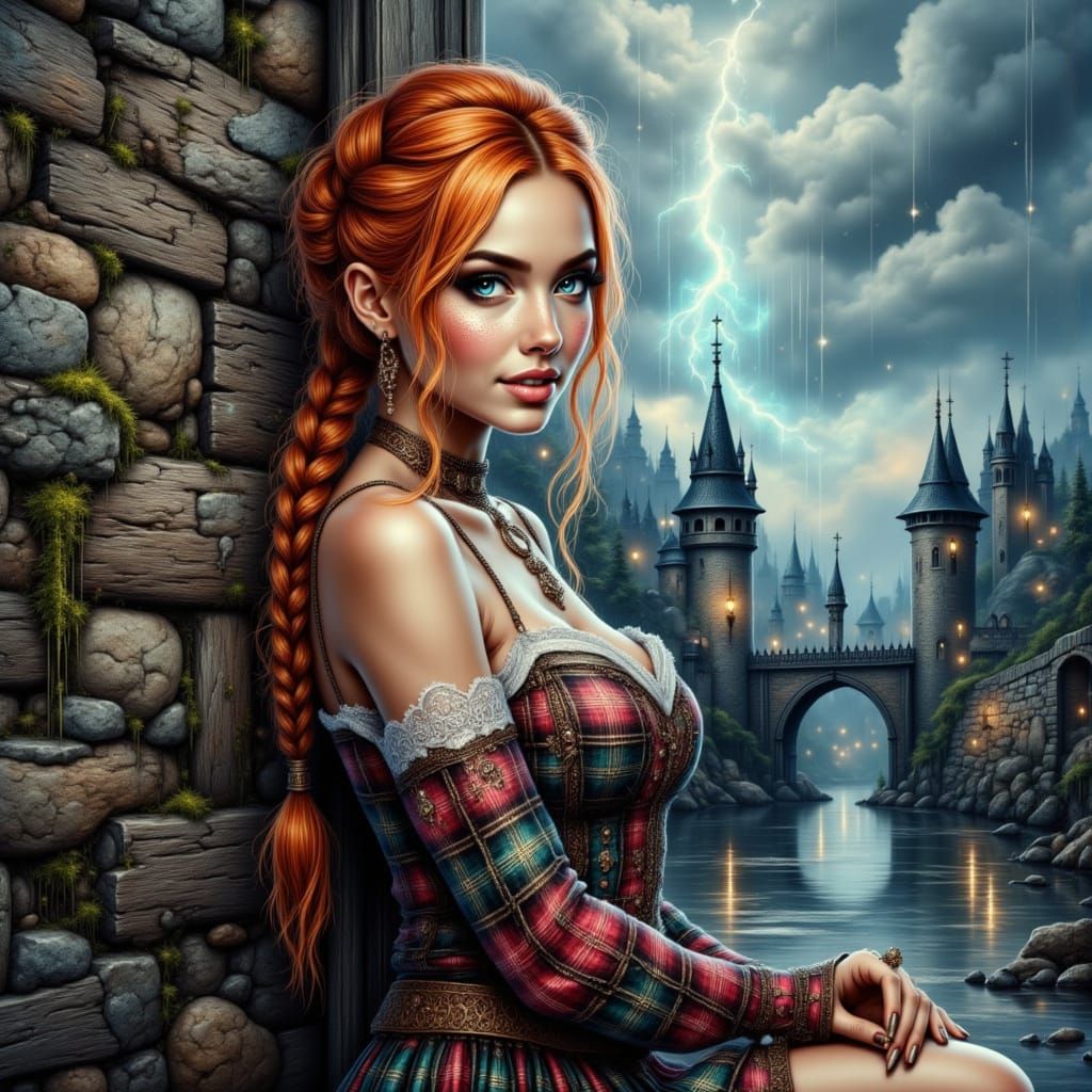 Regal Scandinavian Woman in Medieval Castle