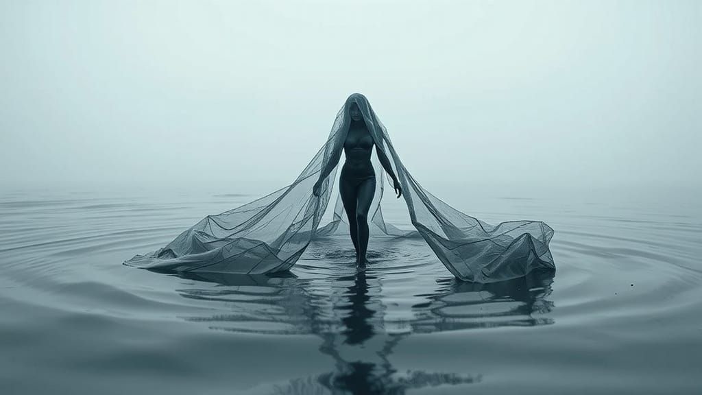 Surreal Silhouette Emerges in Silent Landscape