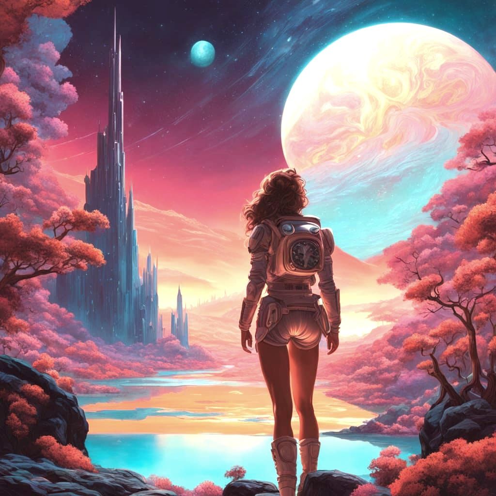 Astronaut on Alien Planet in Syd Mead Style