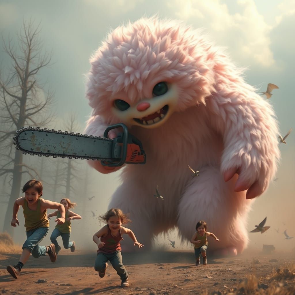 Giant Fluffy Creature with Chainsaw