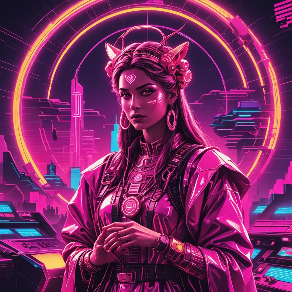 Love God Rati in Synthwave Neon Style