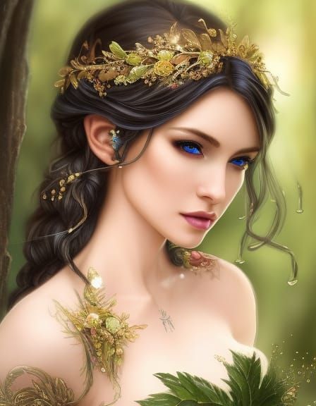 Drenched Elf Portrait in Rain, Splash Art