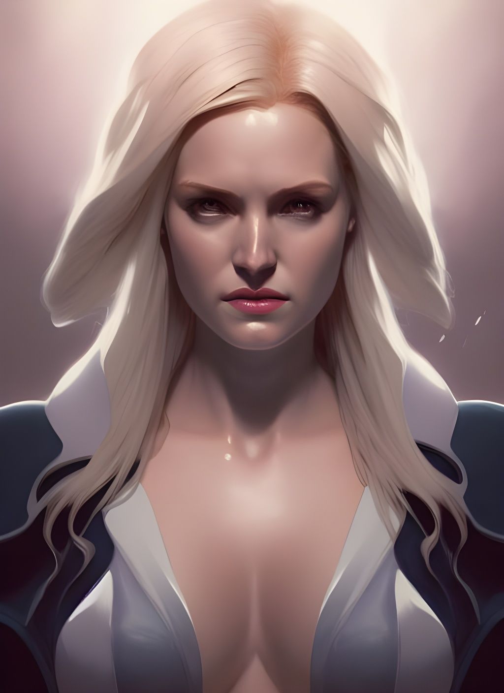 Emma Frost head and shoulders portrait, 8k resolution concept art portrait by Greg Rutkowski, Artgerm, WLOP, Alphonse Mu...