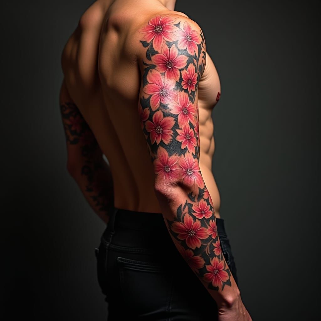 Cherry Blossom Full Sleeve Tattoo Art